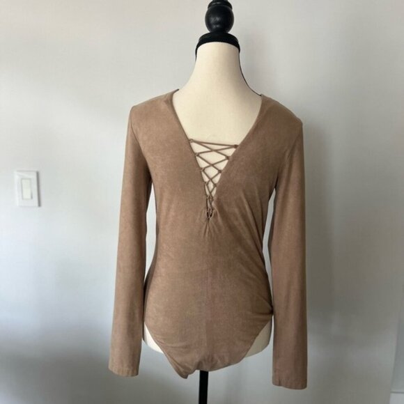 Alexander Wang Faux Suede Lace Up Bodysuit - Picture 2 of 11